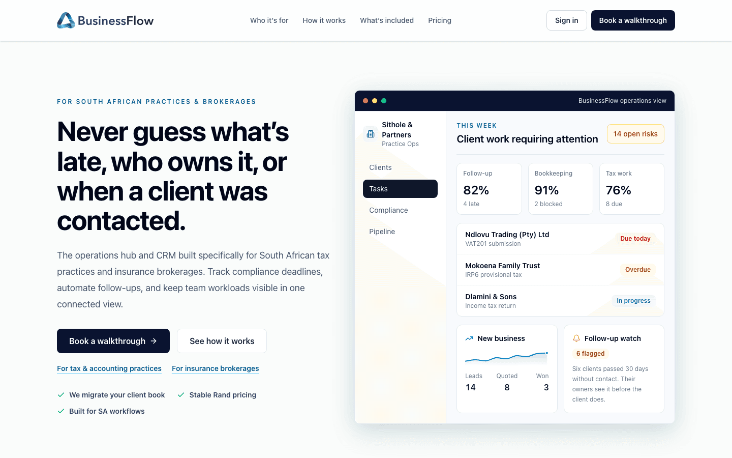 BusinessFlow client workspace